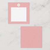 カスタムカラー ピンク 水玉模様イニシャル ノートカード (正面/裏面)