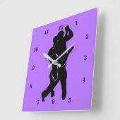 カスタムカラー&フォント – タンゴダンサーシルエット スクエア壁時計 (傾斜)
