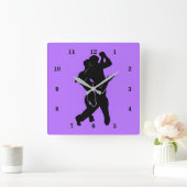 カスタムカラー&フォント – タンゴダンサーシルエット スクエア壁時計 (ホーム)
