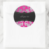 カスタムカラー/銀バロフェイクークのダマスク熱ピンク ラウンドシール (バッグ)