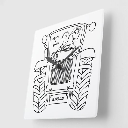 カスタムカントリーウェディングトラクターアクリル壁時計 スクエア壁時計 (傾斜)