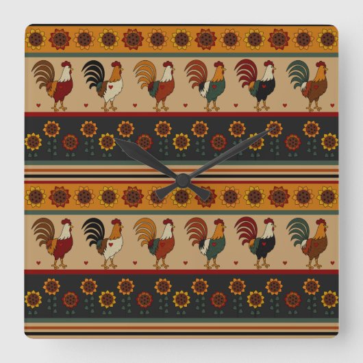 カスタムカントリーウォールクロック スクエア壁時計 (正面)