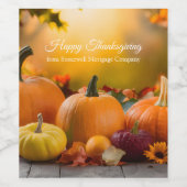 カスタムカンパニーの感謝祭マーケティング用パンプキン ワインラベル (シングルラベル)