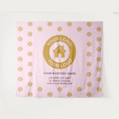 カスタムカンパニーロゴ ビジネスイベント ピンクタペストリー タペストリー (正面(横))