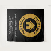 カスタムカンパニーロゴ ビジネスイベント ブラック タペストリー (正面(横))