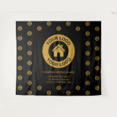 カスタムカンパニーロゴ ビジネスイベント ブラック タペストリー (正面(横))