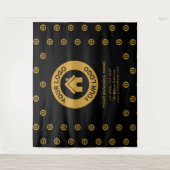 カスタムカンパニーロゴ ビジネスイベント ブラック タペストリー (正面)