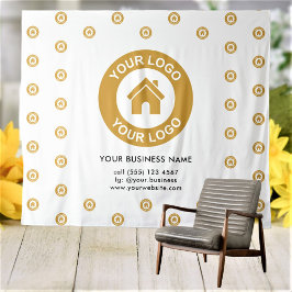 カスタムカンパニーロゴ ビジネスイベント 白 タペストリー