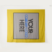 カスタムカンパニー ビジネス ロゴ イエロー背景 タペストリー (正面(横))