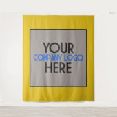 カスタムカンパニー ビジネス ロゴ イエロー バックドロップ タペストリー (正面)