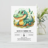 カスタムカートゥーンワニ誕生日 招待状 (スタンド正面)