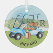 カスタムカートクラブモノグラム名ガラスオーナメント ガラスオーナメント (正面)