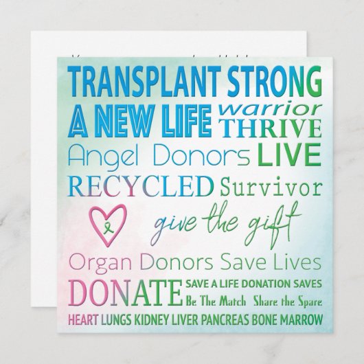 カスタムカード移植臓器寄付水彩色 (正面/裏面)