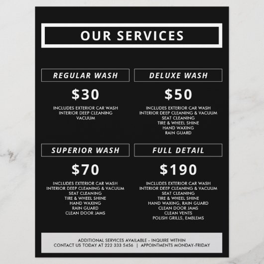 カスタムカー修理 & モダンオートディテーリング チラシ (裏面)