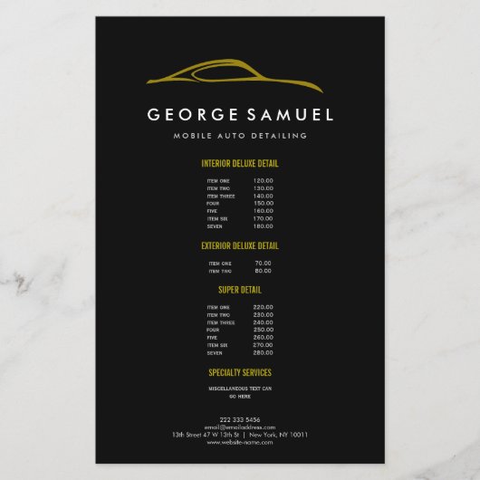 カスタムカー修理 & モダンオートディテーリング チラシ (正面)