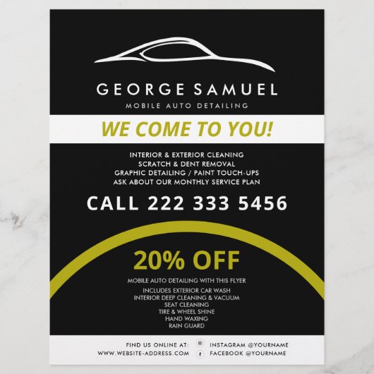 カスタムカー修理 & モダンオートディテーリング チラシ (正面)