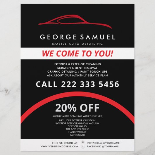 カスタムカー修理 & モダンオートディテーリング チラシ (正面)