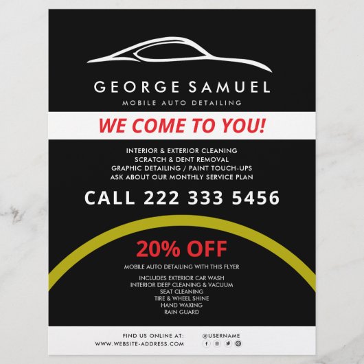 カスタムカー修理 & モダンオートディテーリング チラシ (正面)