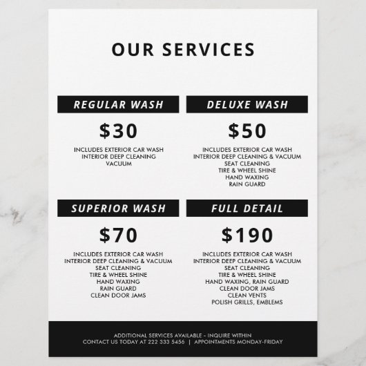 カスタムカー修理 & モダンオートディテーリング チラシ (裏面)