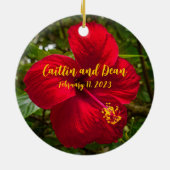 カスタムガラスハイビスカスオーナメント セラミックオーナメント (裏面)