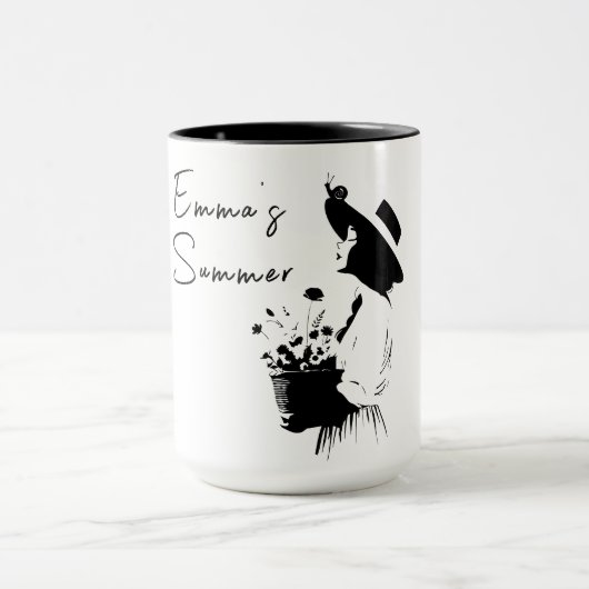 カスタムガーデンガールヴィンテージフローラアート マグカップ (中央)