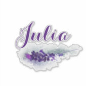 カスタムガーリースクリプト名パープルラバンダー花 シール (正面)