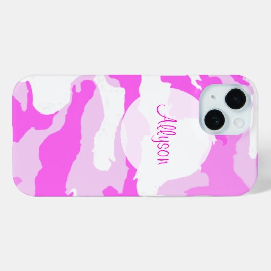 カスタムガーリーピンクと白の迷彩模様 Case-Mate iPhoneケース (裏面 (横))