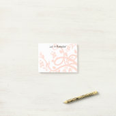 カスタムガーリーピンクの花、つる植物、葉抽象芸術 ポストイット (デスク上)