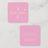 カスタムガーリー書ロマンチックなライトピンク スクエア名刺 (正面/裏面)