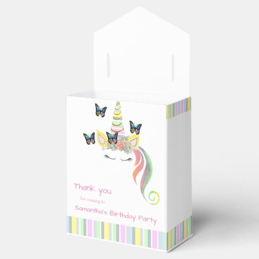 カスタムガーリーUnicorn顔誕生日ありがとう フェイバーボックス (オープン)
