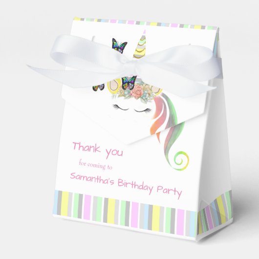 カスタムガーリーUnicorn顔誕生日ありがとう フェイバーボックス (正面サイド)