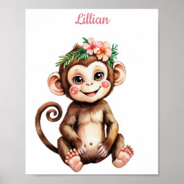 カスタムガールズジャングルテーマ子供部屋キリン ポスター