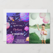 カスタムガールズスペースパーティー招待状 招待状 (正面)