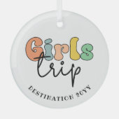 カスタムガールズトリップ |かわいい女の子の週末の休暇 ガラスオーナメント (正面)