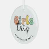 カスタムガールズトリップ |かわいい女の子の週末の休暇 ガラスオーナメント (正面左)