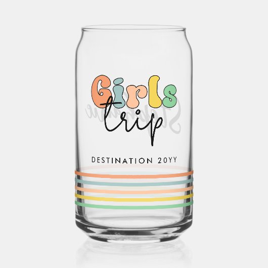 カスタムガールズトリップ |かわいい女の子の週末の休暇 ガラス缶 (正面)