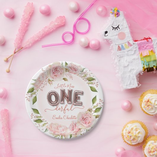 カスタムガールズファースト誕生日バルーン ペーパープレート (パーティー)