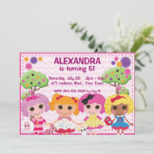 カスタムガールズラグドール誕生日パーティー 招待状 (スタンド正面)