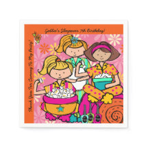 カスタムガールズランバーパーティー誕生日紙ナプキンス