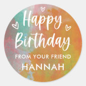 カスタムガールズレインボー誕生日シール ラウンドシール (正面)