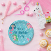カスタムガールネームキッズマーメイドバースデーパーティー ペーパープレート (パーティー)