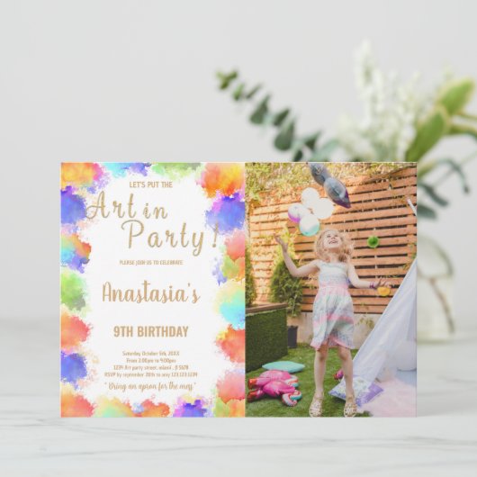 カスタムキッズアートパーティー招待状 招待状 (スタンド正面)