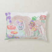 カスタムキッズアートワーク2つの可愛いマウス、花….. アクセントクッション (裏面)