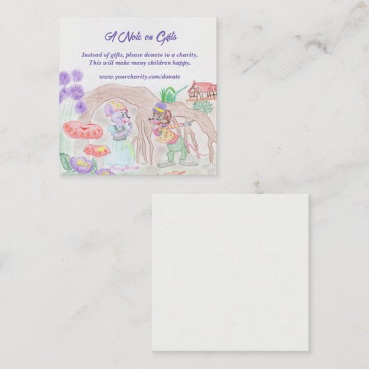 カスタムキッズアートワーク2つの可愛いマウス、花….. エンクロージャーカード (正面/裏面)