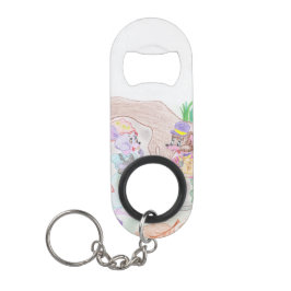 カスタムキッズアートワーク2つの可愛いマウス、花….. キーホルダー栓抜き