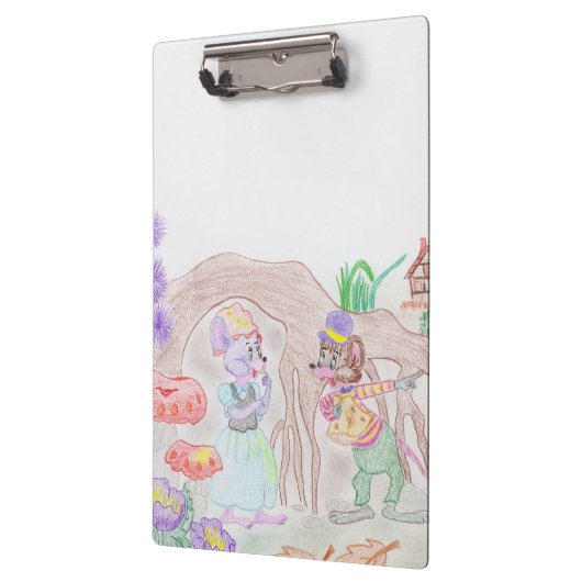 カスタムキッズアートワーク2つの可愛いマウス、花….. クリップボード (左)