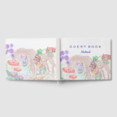 カスタムキッズアートワーク2つの可愛いマウス、花….. ゲストブック (全面)