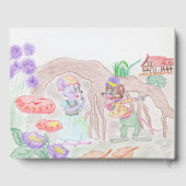 カスタムキッズアートワーク2つの可愛いマウス、花….. ゲストブック (裏面)