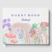 カスタムキッズアートワーク2つの可愛いマウス、花….. ゲストブック (正面)