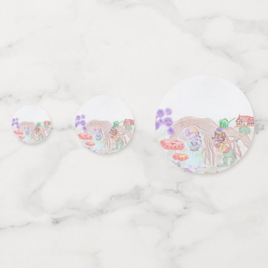 カスタムキッズアートワーク2つの可愛いマウス、花….. コンフェッティ (裏面)